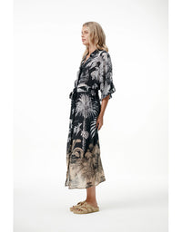 Jasmine Dress Midnight Palm Black