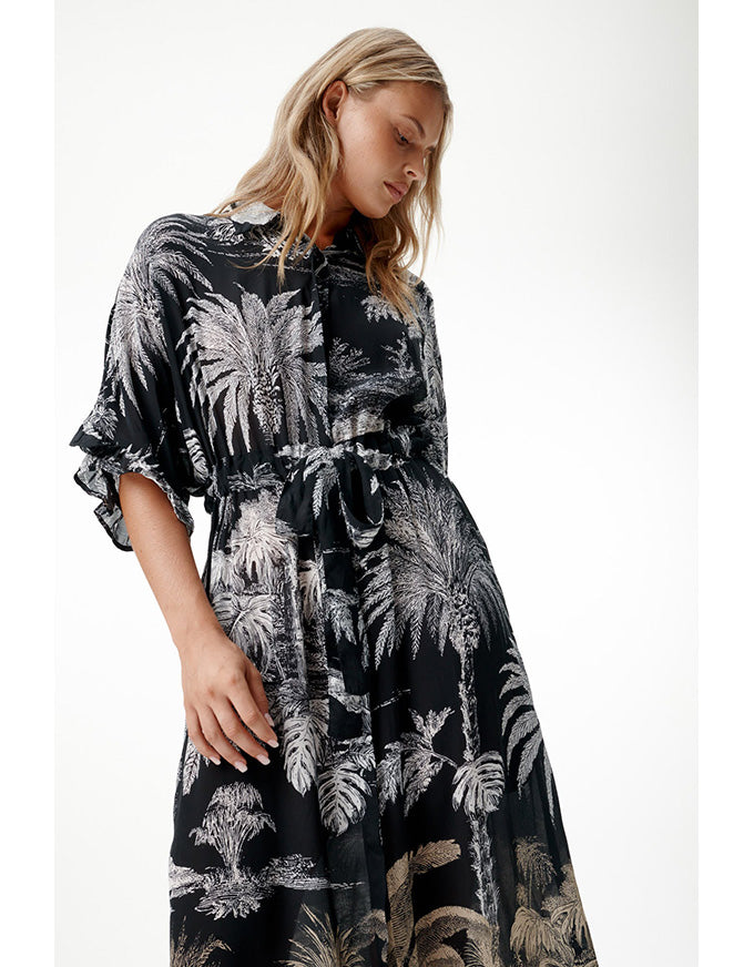 Jasmine Dress Midnight Palm Black