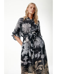 Jasmine Dress Midnight Palm Black