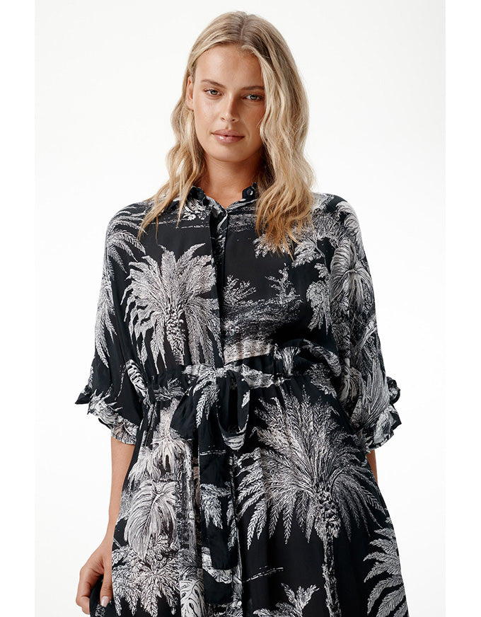 Jasmine Dress Midnight Palm Black