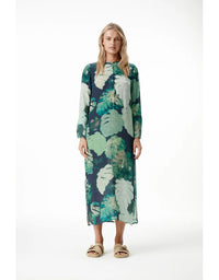 Long Genie Dress Monstera Night Green