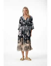 Mia Dress Midnight Palm Viscose Black