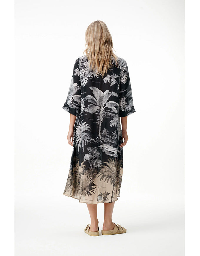 Mia Dress Midnight Palm Viscose Black