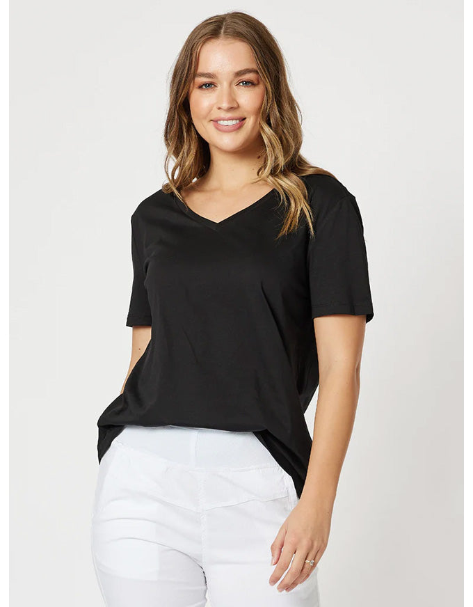 V Neck Tee - Black