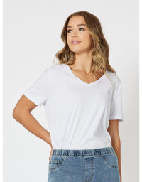 V Neck Tee - White