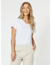 V Neck Tee - White