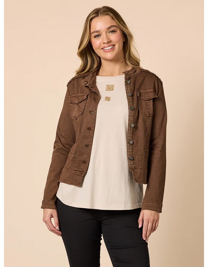 Military Denim Jacket Chocolate