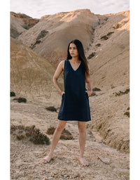 Mini Dress Navy - 100% Hemp