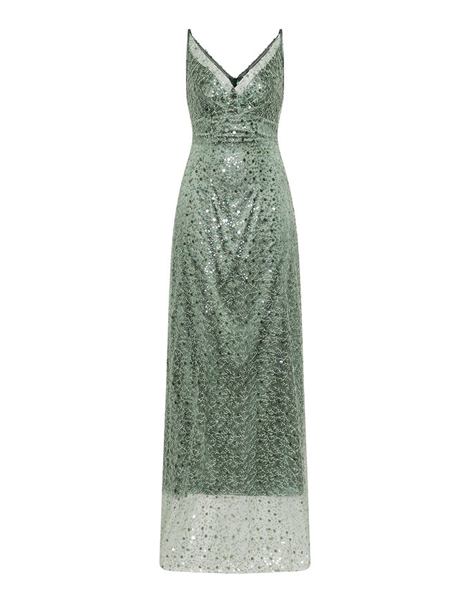Tilda Shoe String Gown - Sage