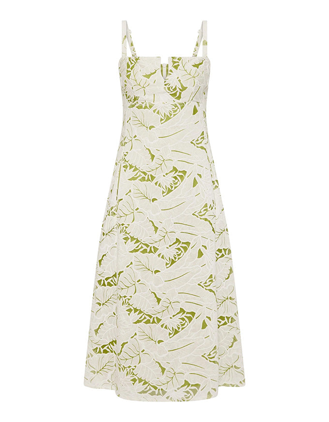 Palm Midi Dress White-Citrus