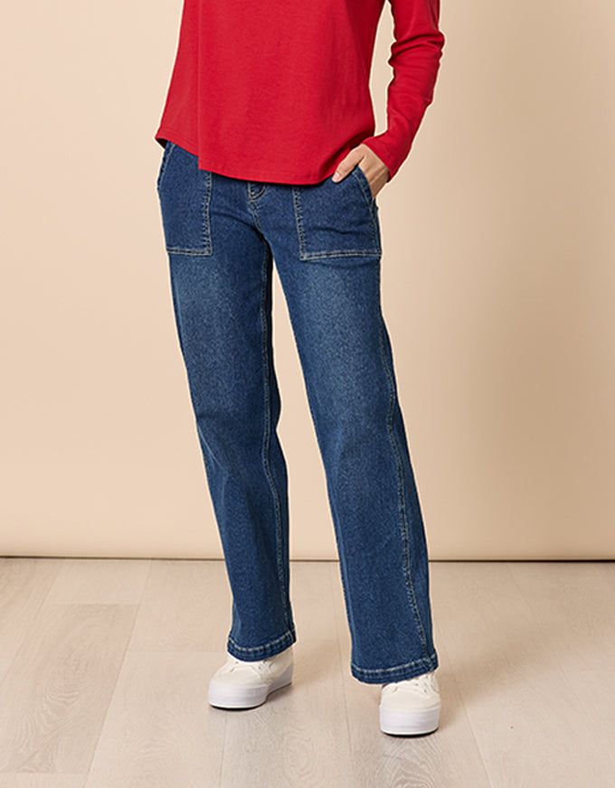 Hudson High Rise Wide Jean Blue Wash