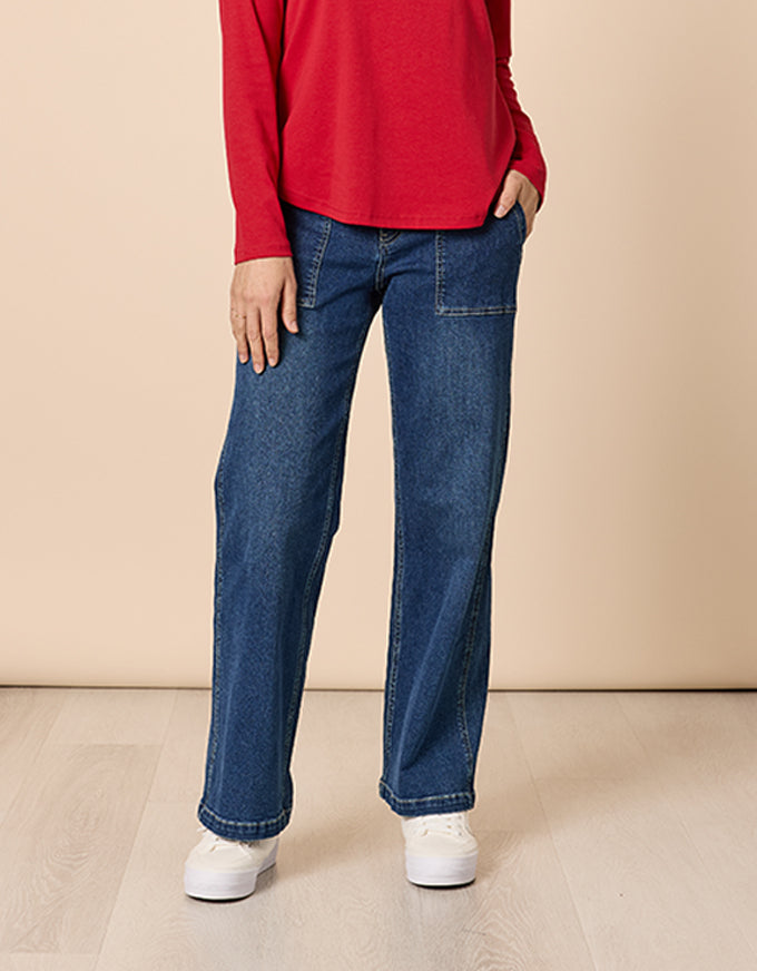 Hudson High Rise Wide Jean Blue Wash