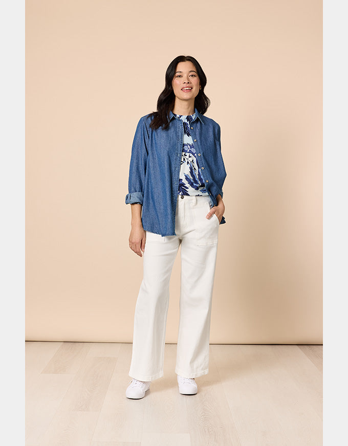 Hudson High Rise Wide Jean Ivory