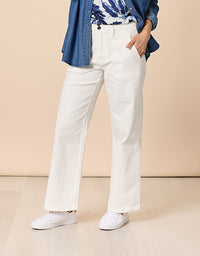 Hudson High Rise Wide Jean Ivory