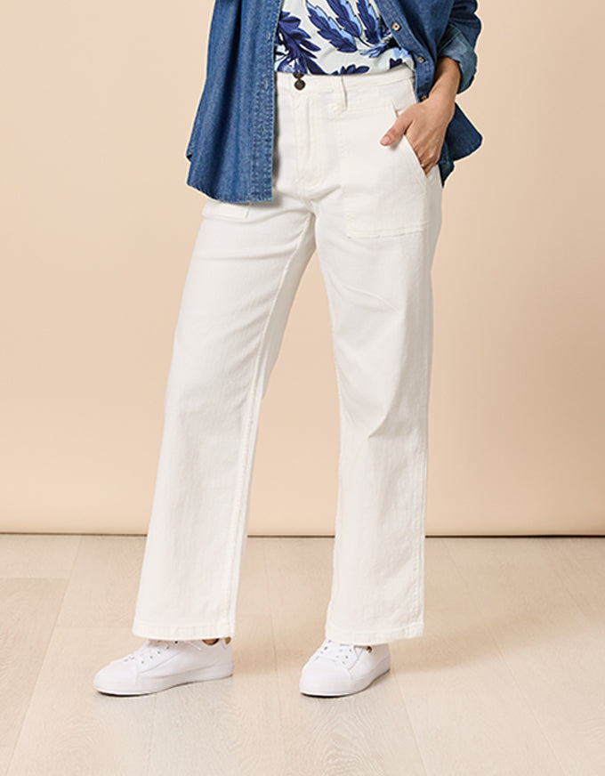 Hudson High Rise Wide Jean Ivory