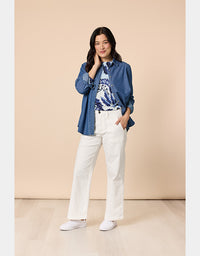 Hudson High Rise Wide Jean Ivory