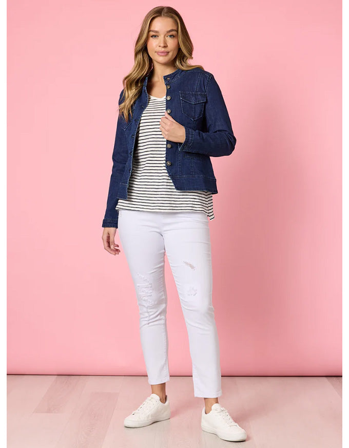 City Stripe Long Sleeve Tee Navy Ivory