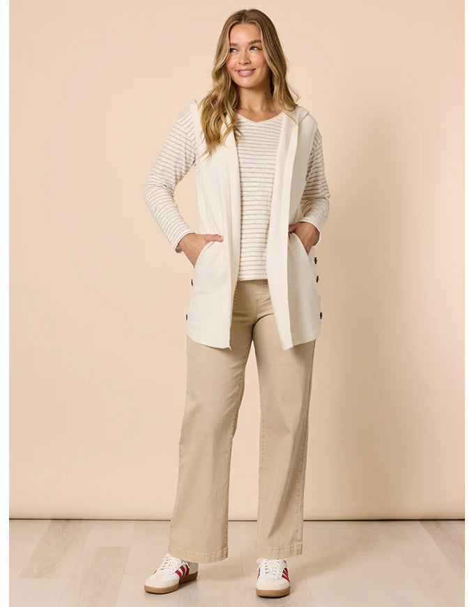 City Stripe L/S Tee Natural Ivory