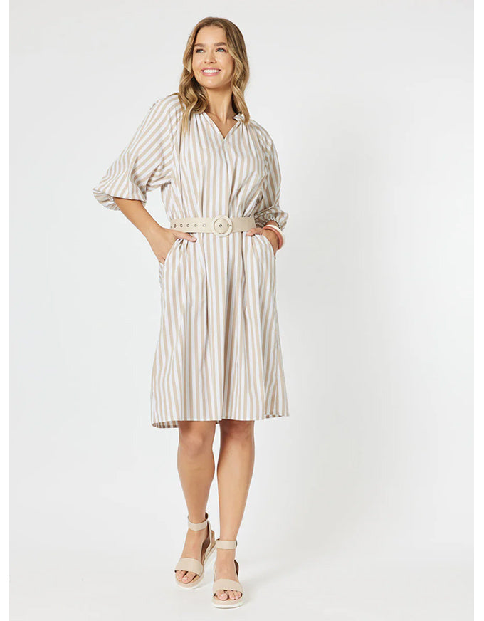 Amore Stripe Dress Stone