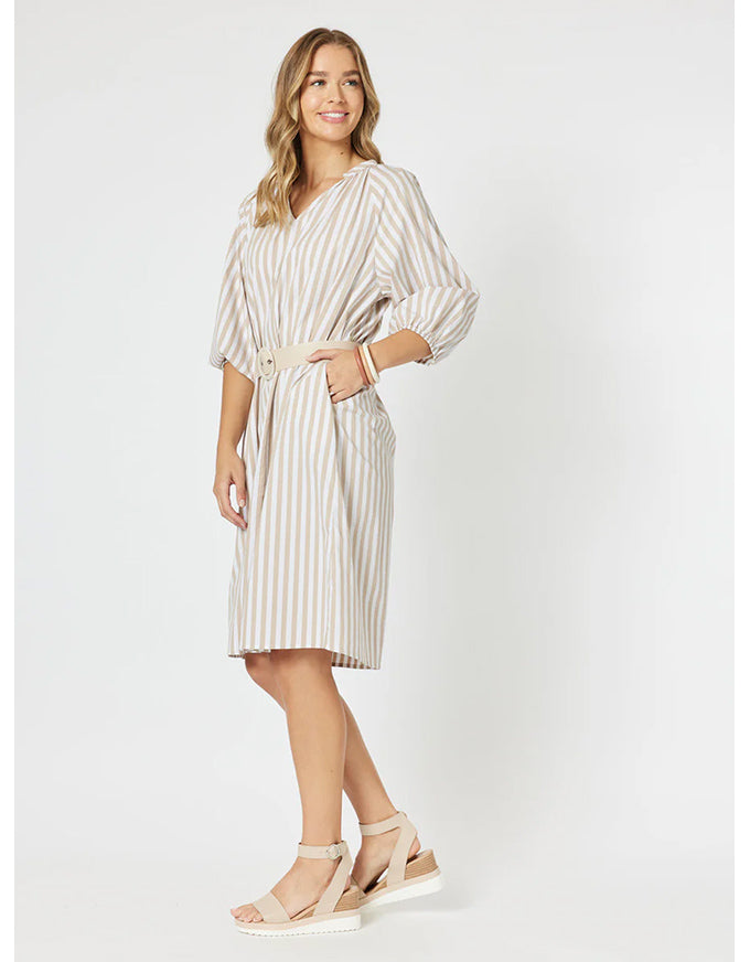 Amore Stripe Dress Stone