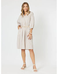 Amore Stripe Dress Stone