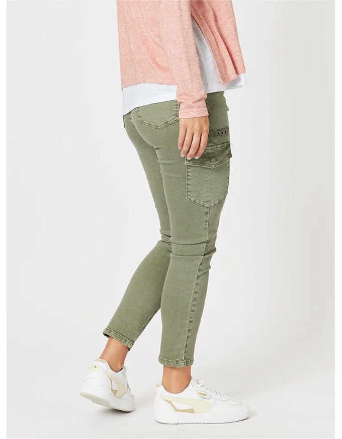 Paige Cargo Pant Washed Khaki