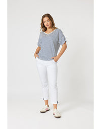 Tyla Stripe Tee Indigo/White