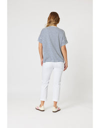 Tyla Stripe Tee Indigo/White