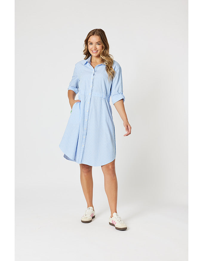 Skyler Stripe Shirt Dress Blue/White