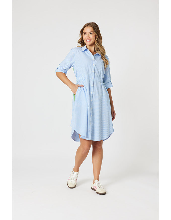 Skyler Stripe Shirt Dress Blue/White
