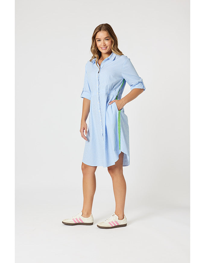 Skyler Stripe Shirt Dress Blue/White