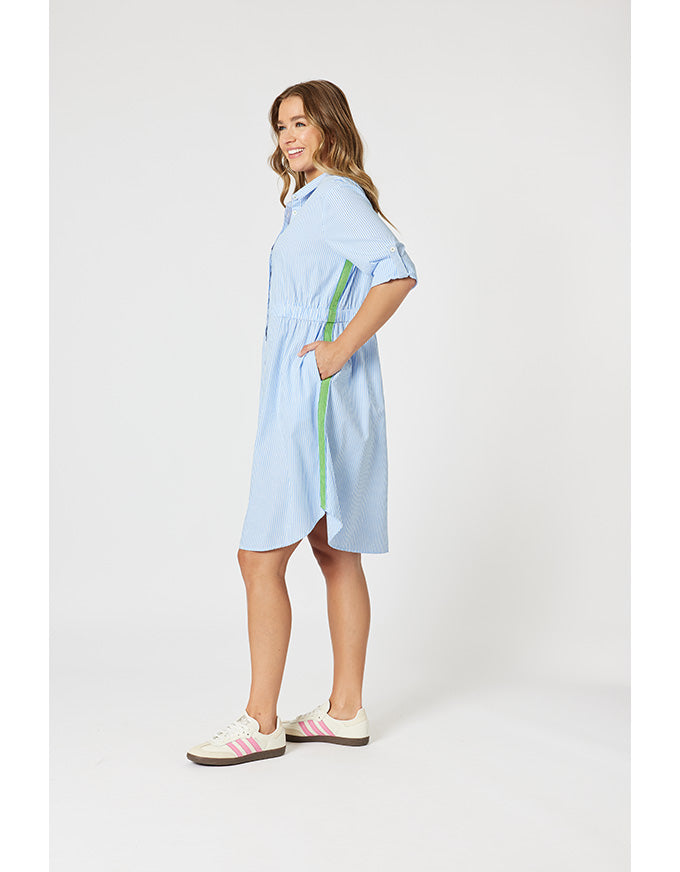 Skyler Stripe Shirt Dress Blue/White