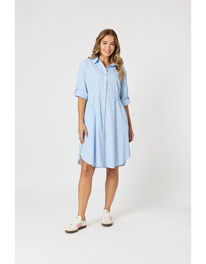 Skyler Stripe Shirt Dress Blue/White
