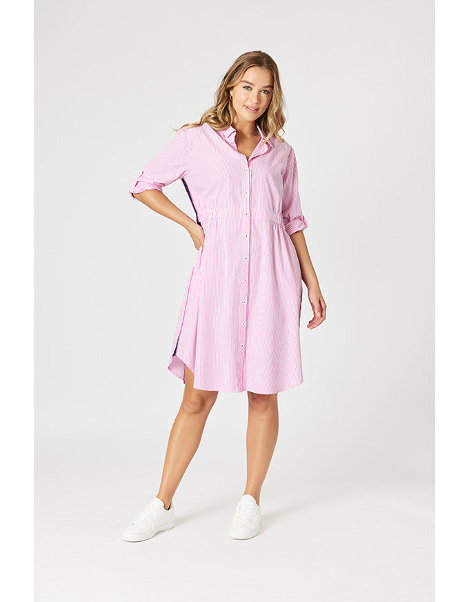 Skyler Stripe Dress Pink/White