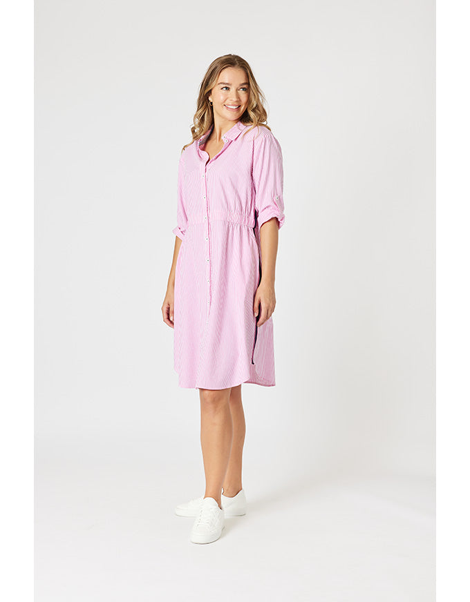 Skyler Stripe Dress Pink/White