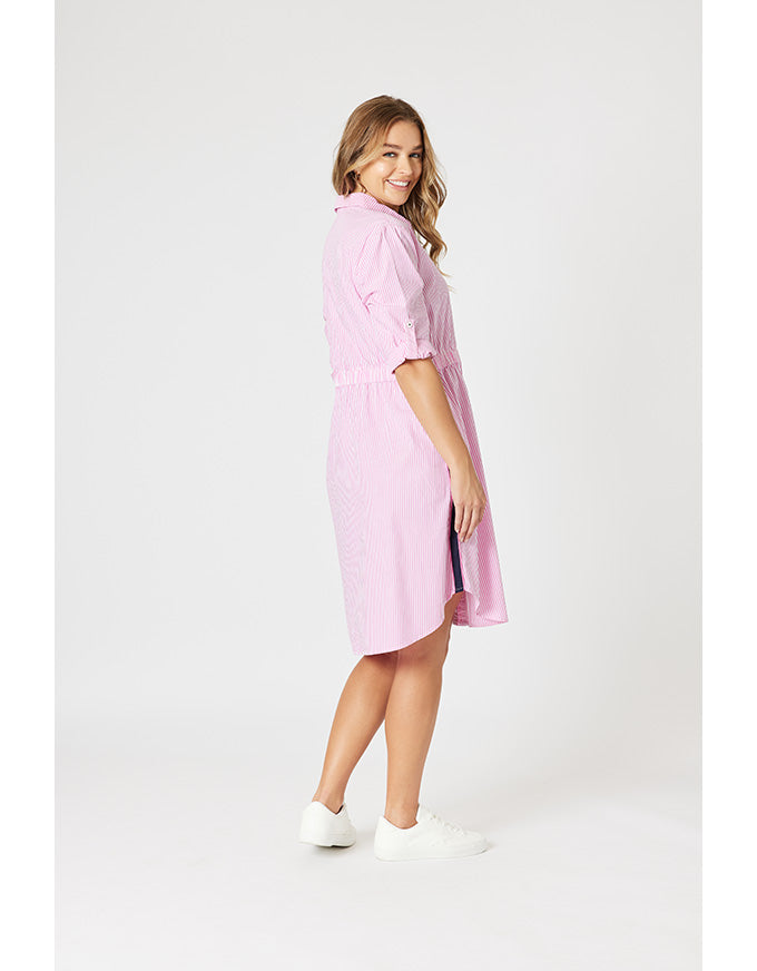 Skyler Stripe Dress Pink/White