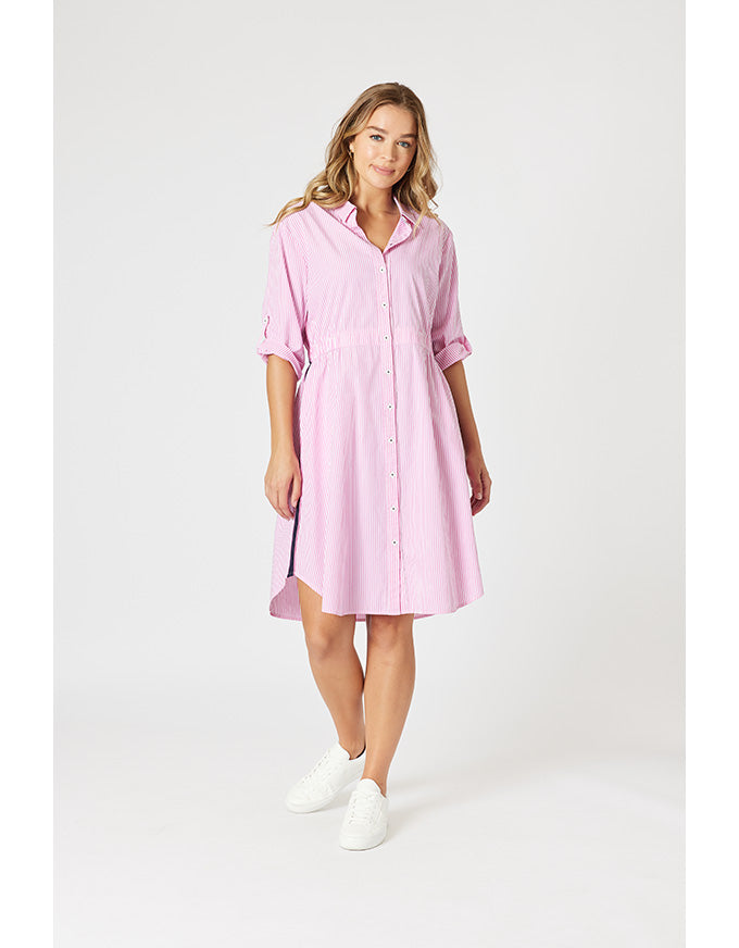 Skyler Stripe Dress Pink/White