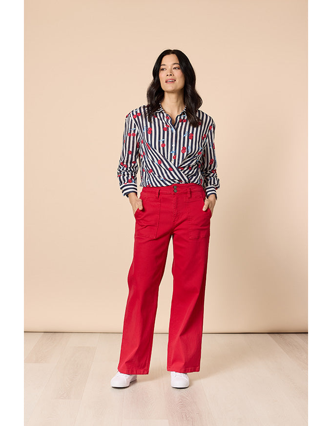Hudson High Rise Wide Jean Red