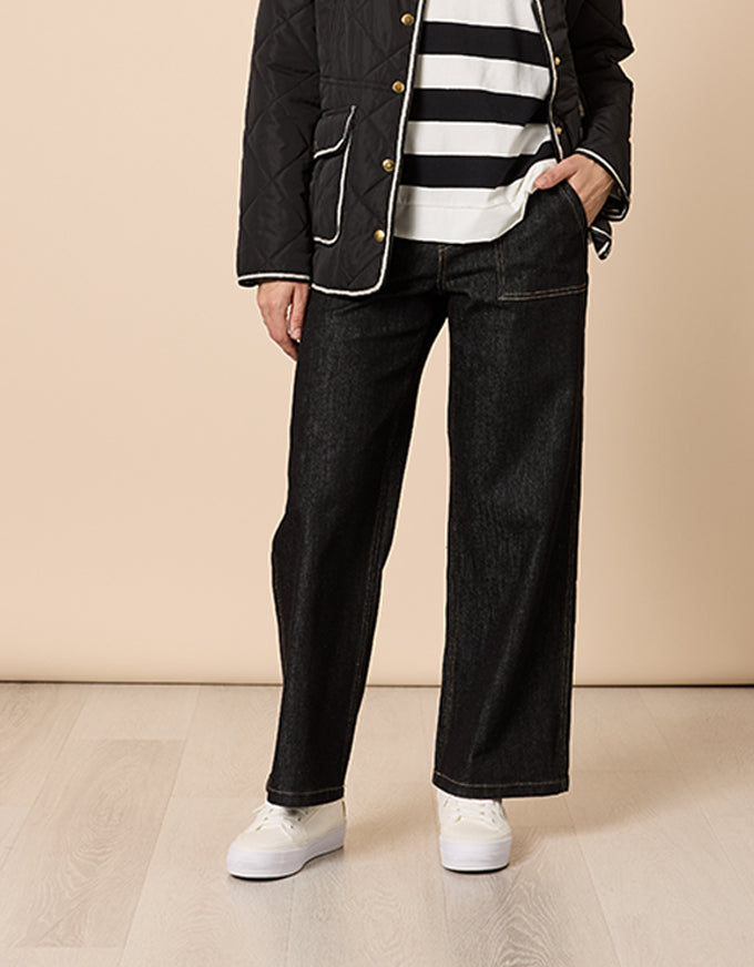 Hudson High Rise Wide Jean Black