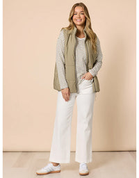 City Stripe Long Sleeve Tee Khaki Ivory