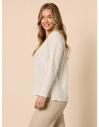 City Stripe L/S Tee Natural Ivory