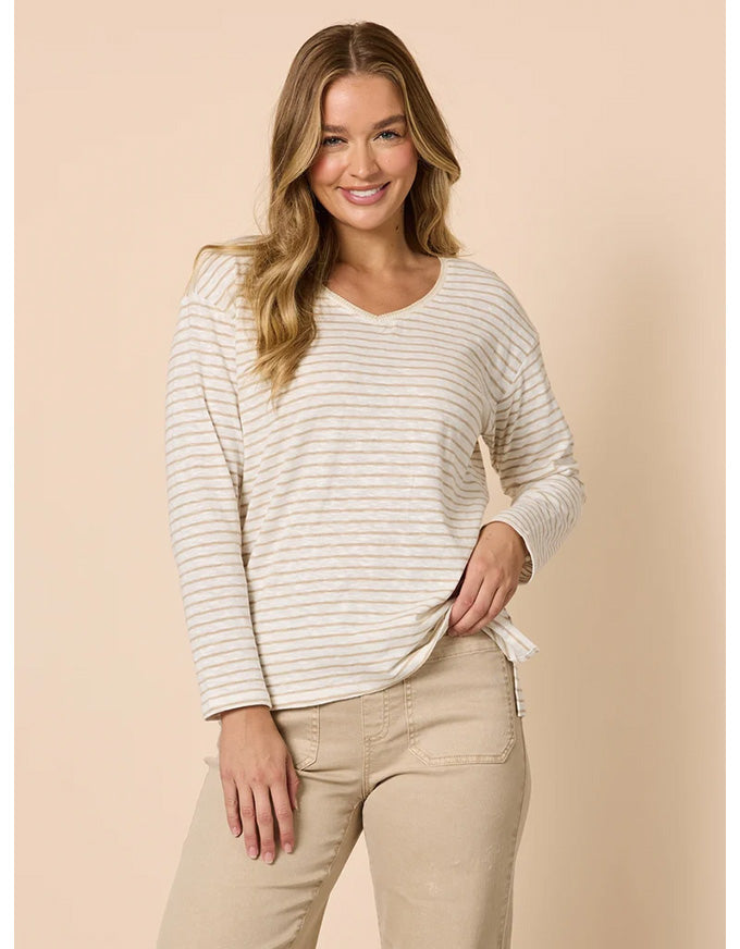 City Stripe L/S Tee Natural Ivory