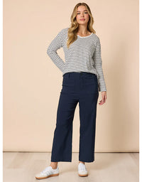 City Stripe Long Sleeve Tee Navy Ivory