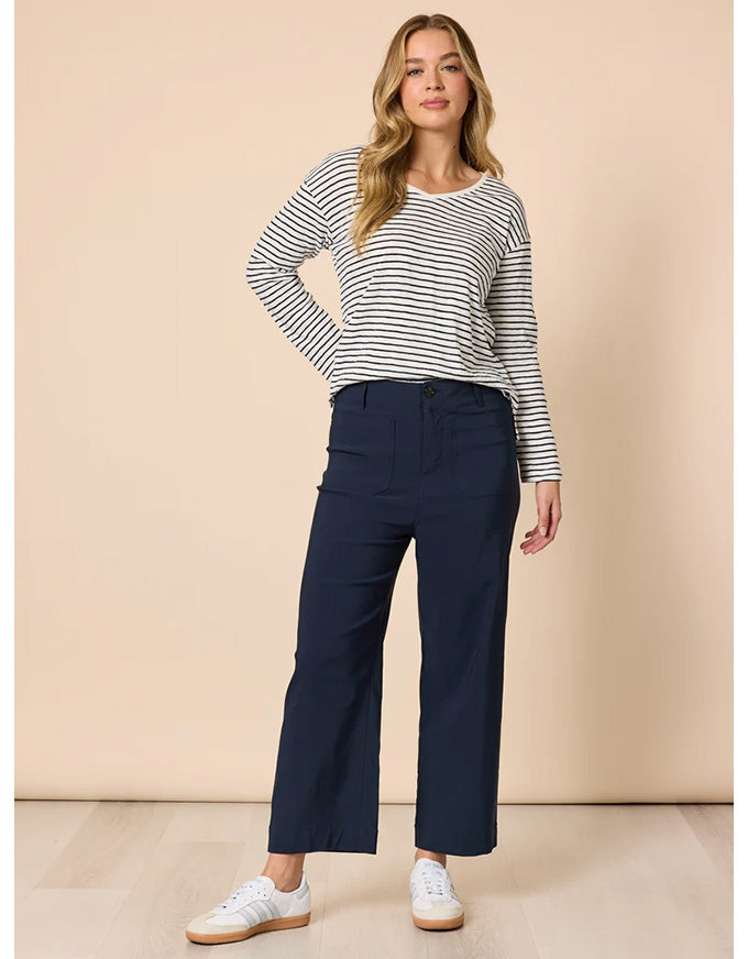 City Stripe Long Sleeve Tee Navy Ivory