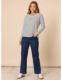 City Stripe Long Sleeve Tee Navy Ivory