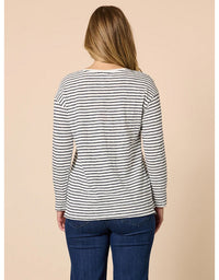 City Stripe Long Sleeve Tee Navy Ivory