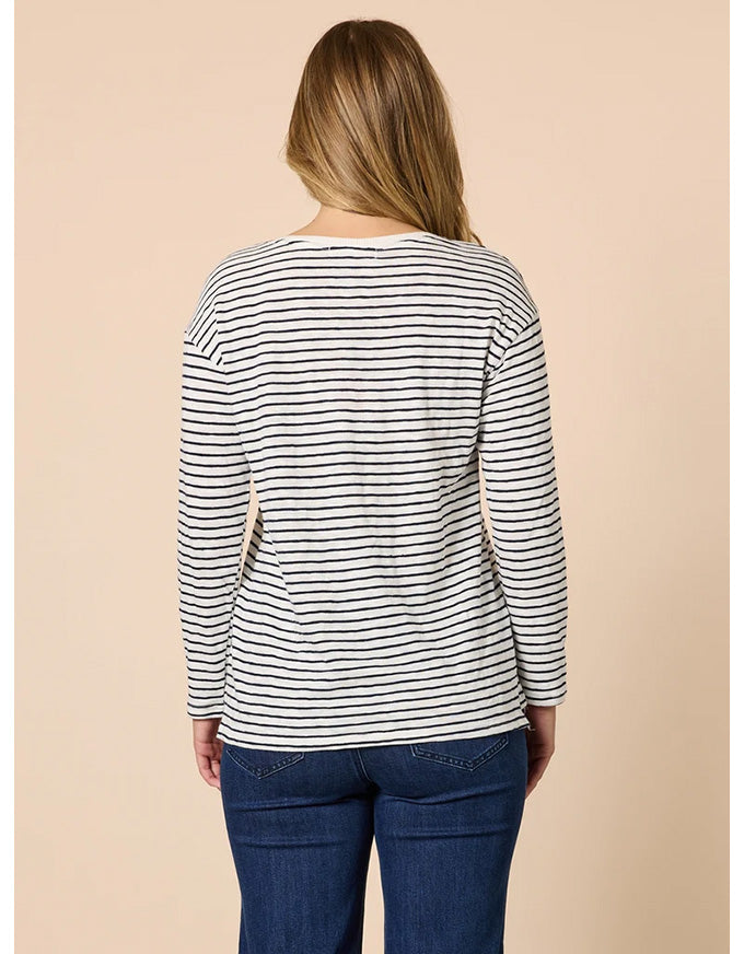 City Stripe Long Sleeve Tee Navy Ivory
