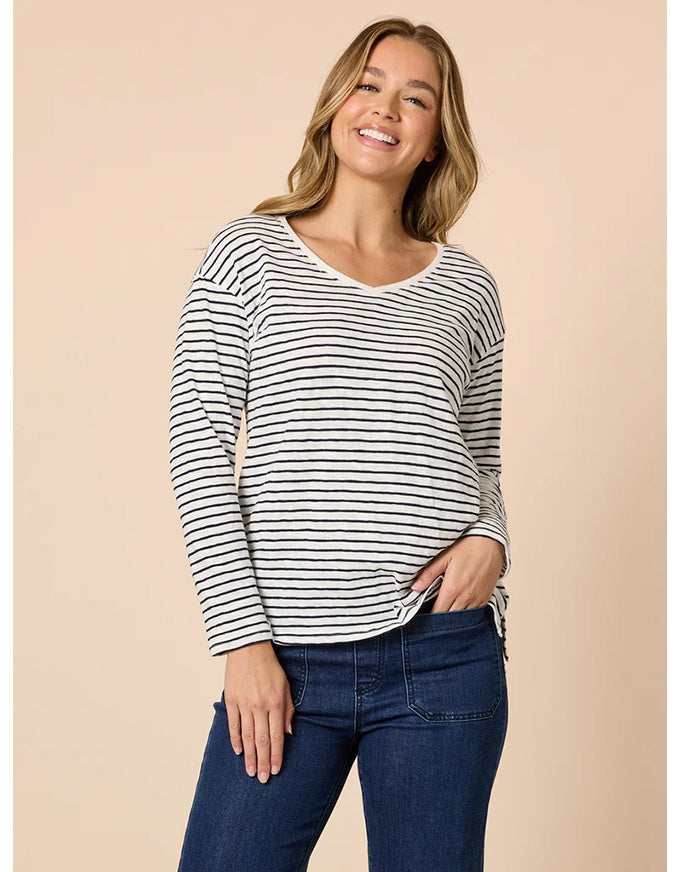 City Stripe Long Sleeve Tee Navy Ivory