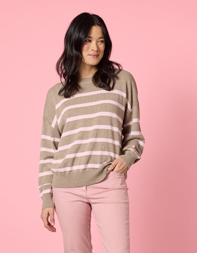 Idaho Stripe Knit Natural Blush