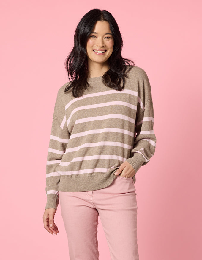 Idaho Stripe Knit Natural Blush